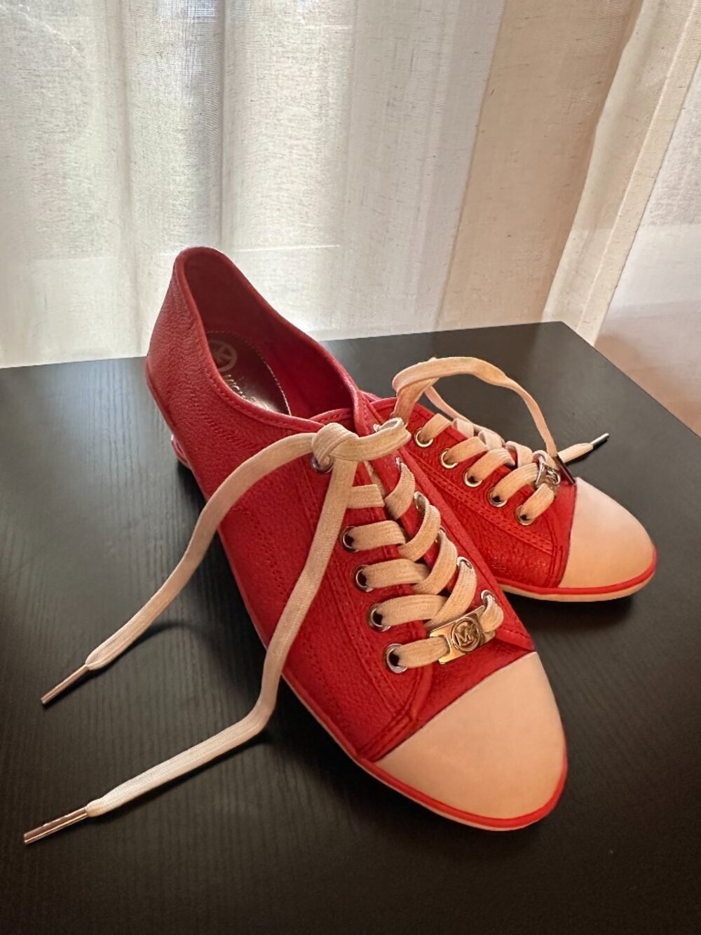 Michael Kors Red Leather Espadrille Sneakers Size 7.5